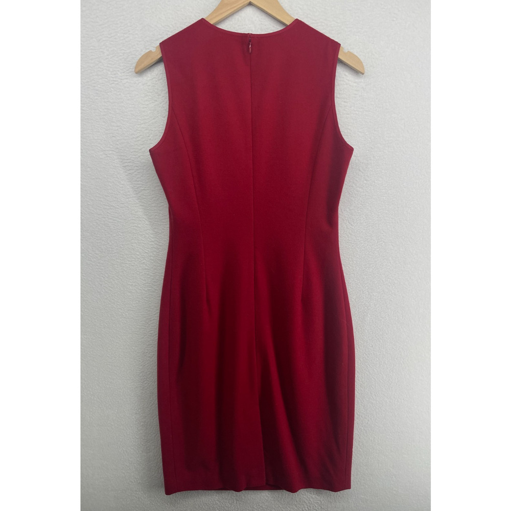 ANN TAYLOR Dress 6 Wool Blend Sleeveless Sheath Round Neck Knee Length Red Vtg - Picture 3 of 10